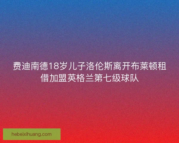 费迪南德18岁儿子洛伦斯离开布莱顿租借加盟英格兰第七级球队